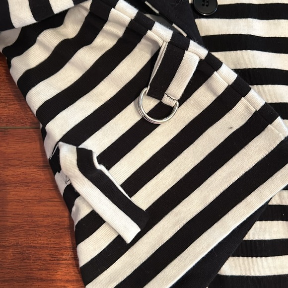 Agnès B. Paris Black & White Striped High Neck Cotton Jacket - Picture 12 of 12